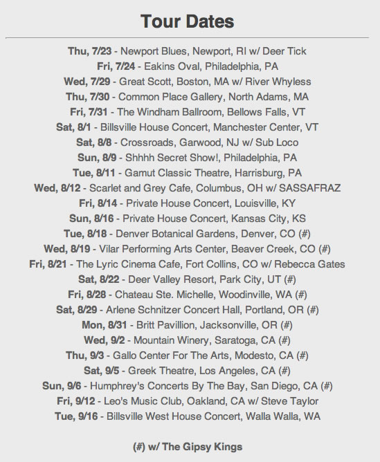 Tour Dates.